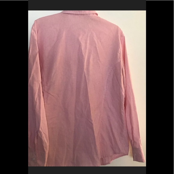 Pink Riders Button Up Blouse W/ White Stripes, XL - Picture 4 of 4